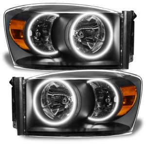 Dodge Ram Headlight Assemblies - ORACLE Lighting - SMD Pre-Assembled - Black - White - `07-`08